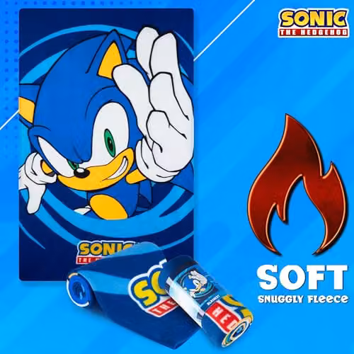 Get Trend Sonic the Hedgehog Fluffy Fleece Blanket for Children, Blue and Multicolour, W/D/H: 100 x 150 cm – 5