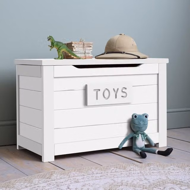 Noa and Nani Classic White Lacquered Pine Childrens Toy Storage Box