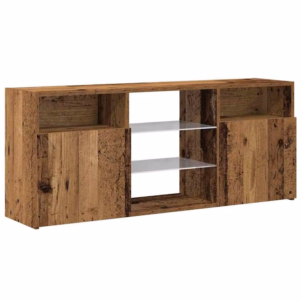 Berkfield Home TV Cabinet with LED Lights in Old Wood Brown, W/D/H: 120 x 30 x 50 cm – 6