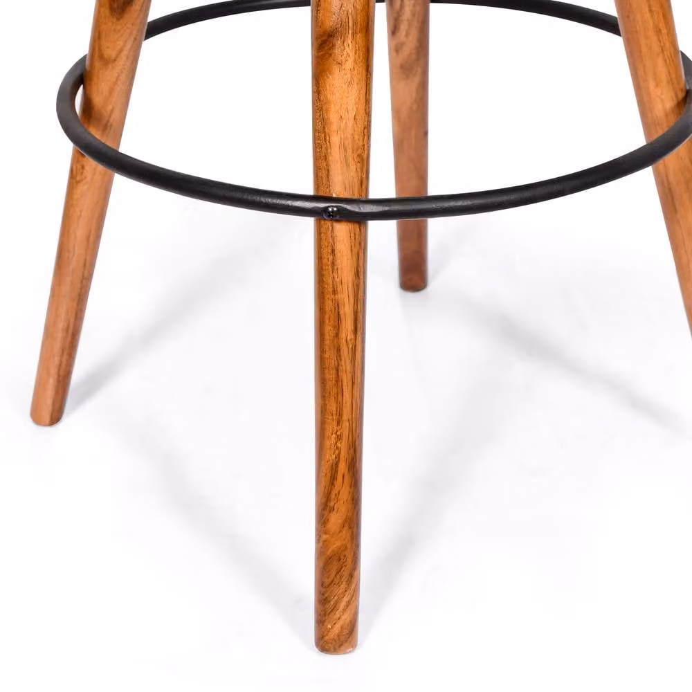 Elm Home And Garden Modern Tan Brown Genuine Leather Kitchen Bar Stool – 3