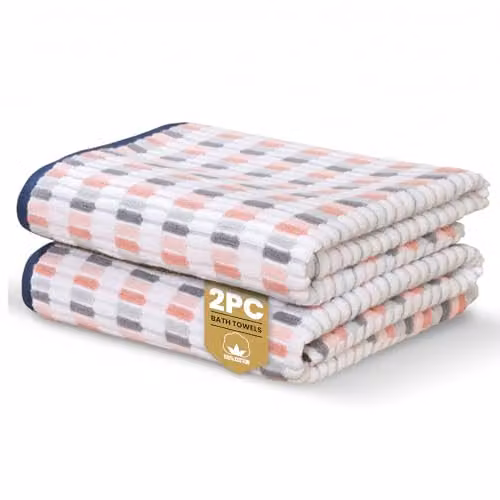 Rapport Home Santa Cruz Striped Cotton Bath Towel 2 Pack in Bale Blush, W/H: 70 x 120 cm – 3
