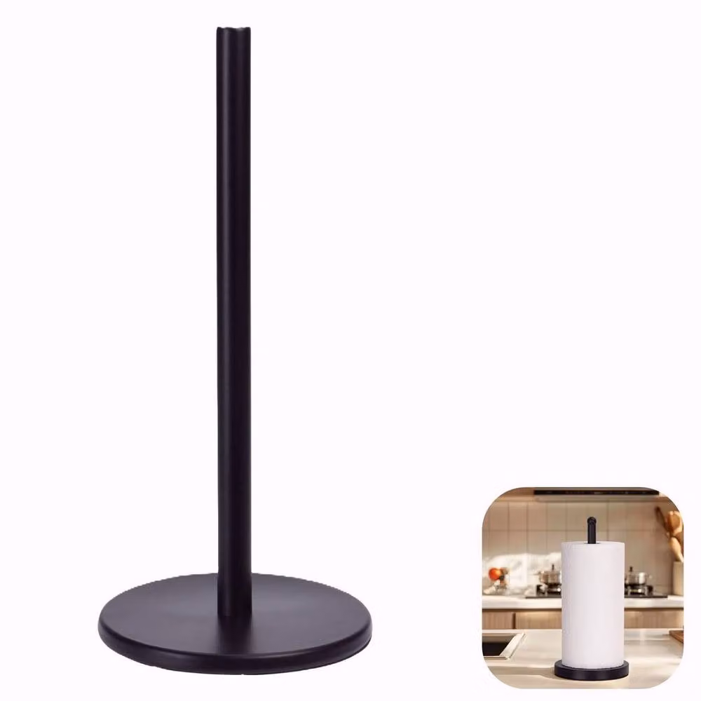FORGEVIO Black Free Standing Kitchen Roll Holder with Weighted Non-Slip Base – 2