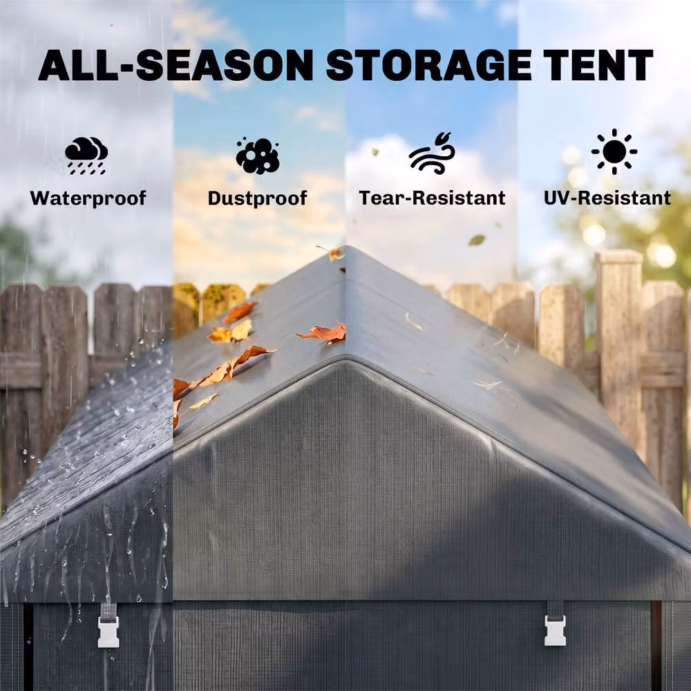 Rolipo Dark Grey Temporary Garden Shed with Accessories, W/D/H: 179 x 120 x 165 cm – 5