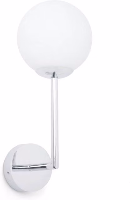 Netlighting Lago Grey Bathroom Globe Wall Lamp with Chrome Finish and G9 Socket, IP44 Rated