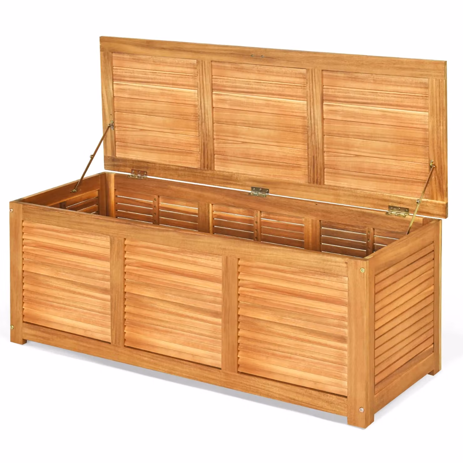 Costway 180 Litre Acacia Wood Garden Storage Bench and Deck Box in Natural Brown – 2