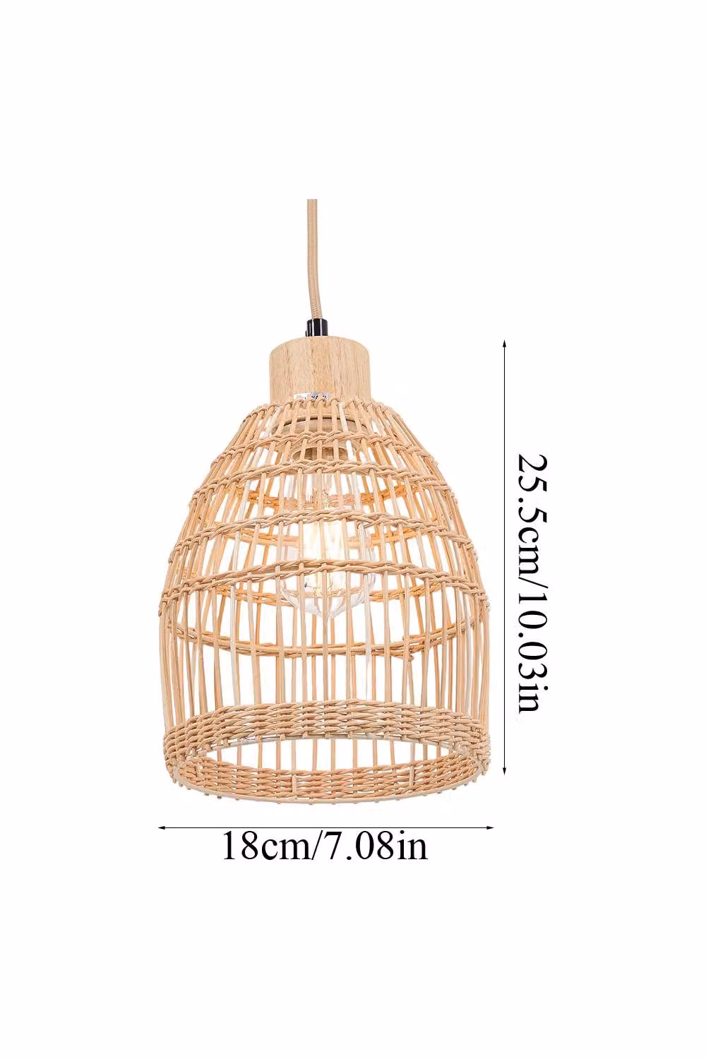 Living and Home Bamboo-Woven E27 Ceiling Pendant Light in Beige and Sand – 3