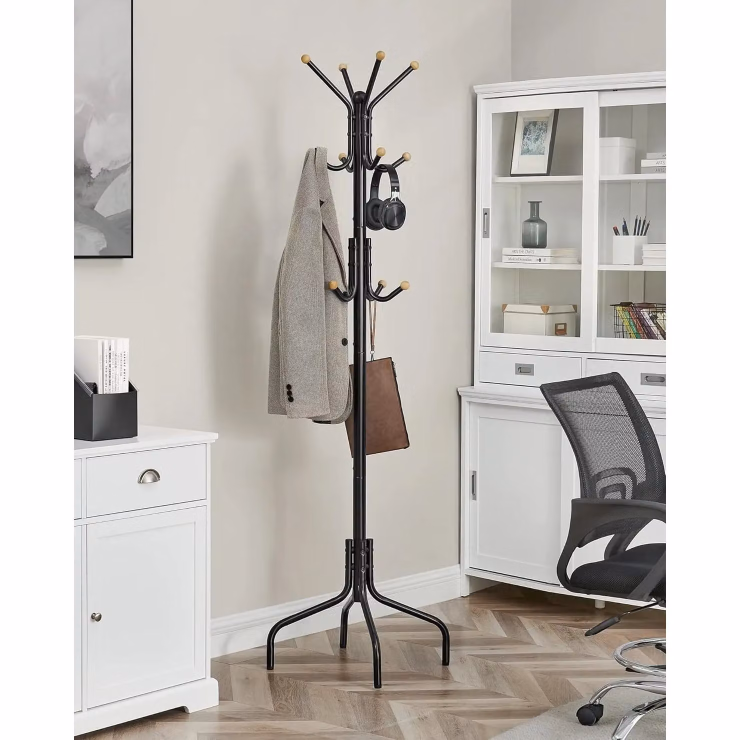 SONGMICS Freestanding Metal Coat Rack with 12 Hooks in Matt Black – 2