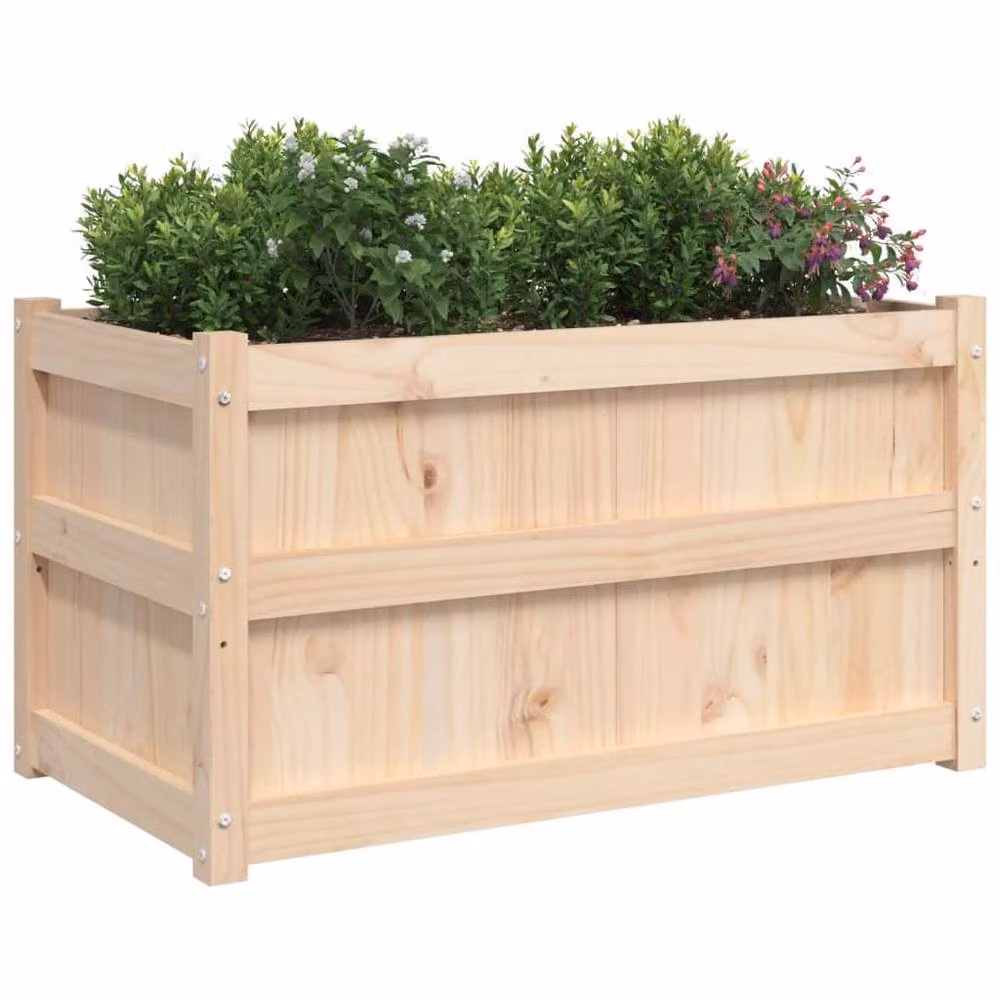 Berkfield Home Beautiful Garden Planter Tub in Beige Wood, W/D/H: 90 x 50 x 50 cm – 2