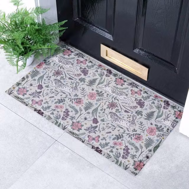 Artsy Mats Hare Wildflowers Doormat, Multicolour, W: 70 cm, D: 40 cm