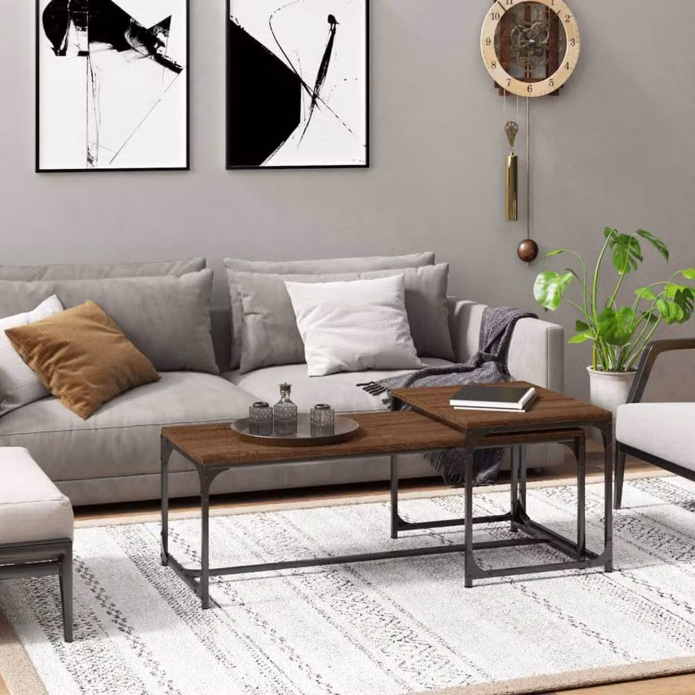 Berkfield Home Set of 2 Nested Coffee Tables in Brown Oak – 2