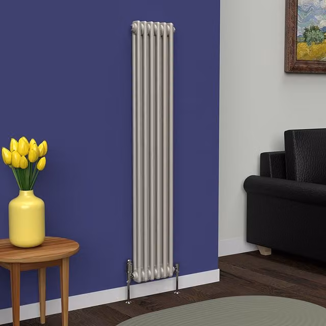 Lux Heat Vertical Coloured Column Radiator in Dune Grey, H 150 cm x W 29 cm