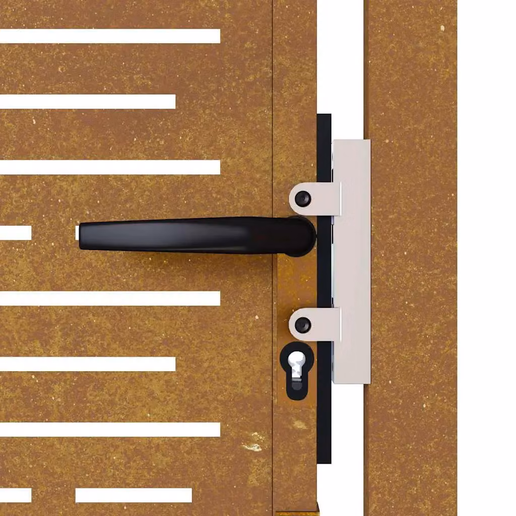 Berkfield Home Garden Gate in Brown Corten Steel with Square Design, W: 105 cm, H: 130 cm – 4
