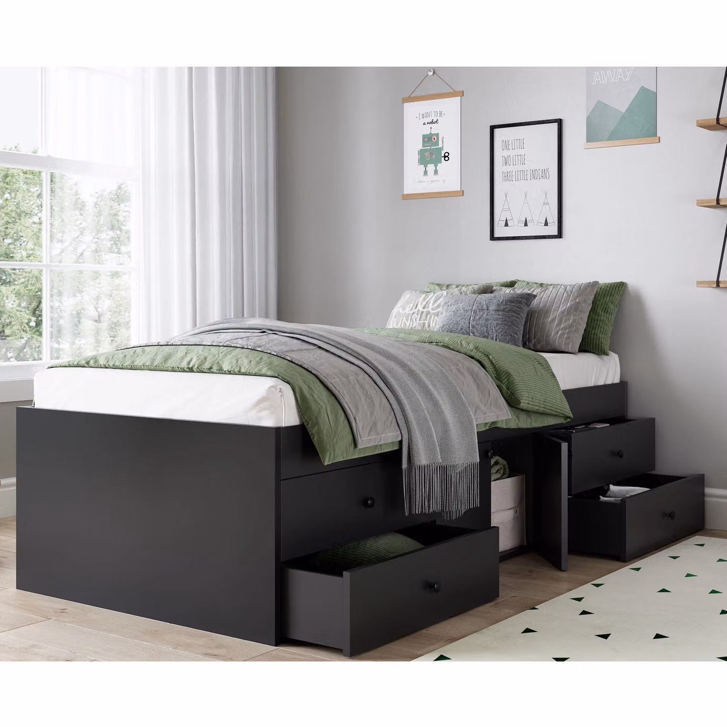 Kidsaw Captains 3ft Single Cabin Bed with Drawers, Black – 2
