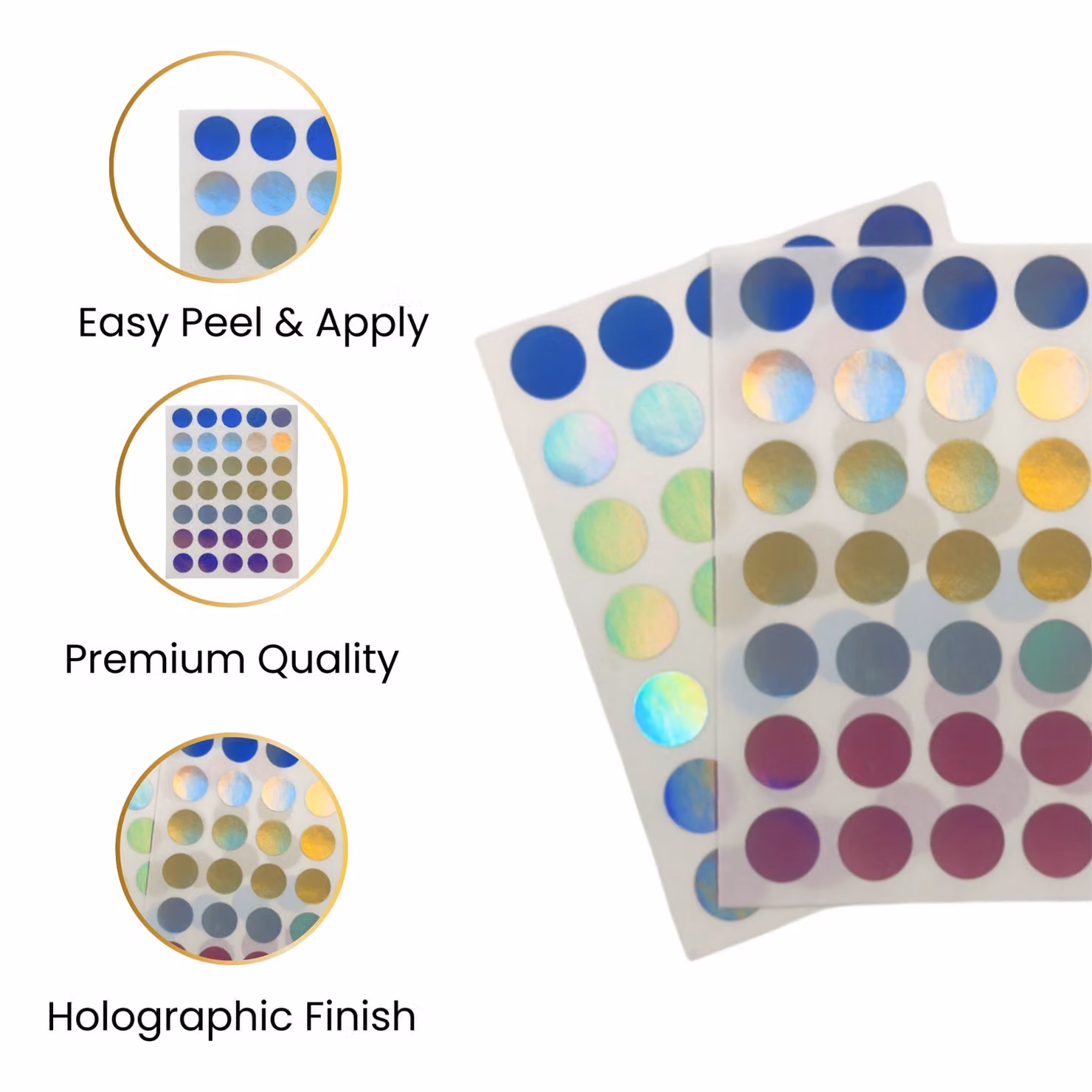 Janrax Pack of 70 Multicolour Holographic 13mm Self-Adhesive Round Plastic Marking Labels – 2