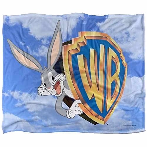 WB 100 Bugs Bunny White Silky Touch Super Soft Fleece Throw Blanket W/D/H: 152 x 127 cm