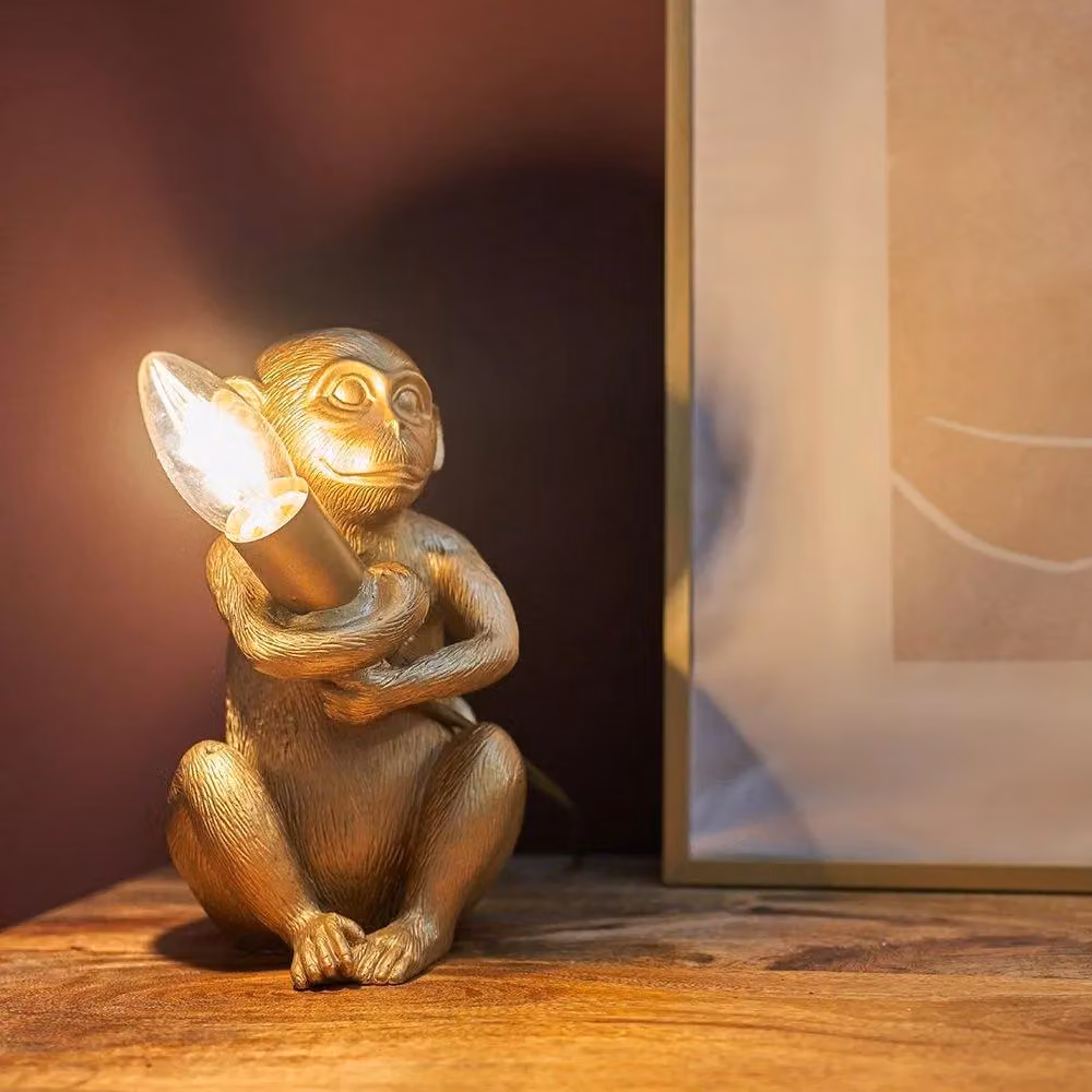ValueLights Modern Baby Monkey Table Lamp in Gold/Brass – 5