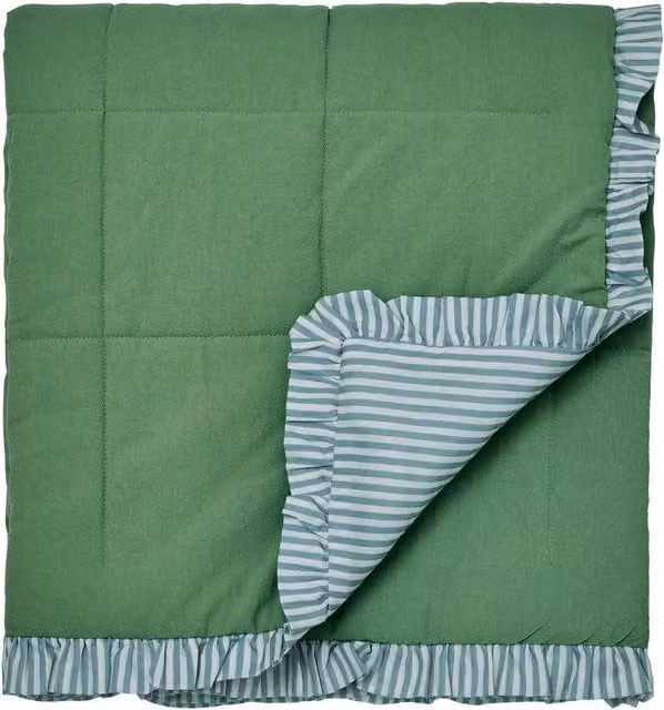 Joules Come Rain Or Shine Striped Cotton Throw in Multicolour and Green