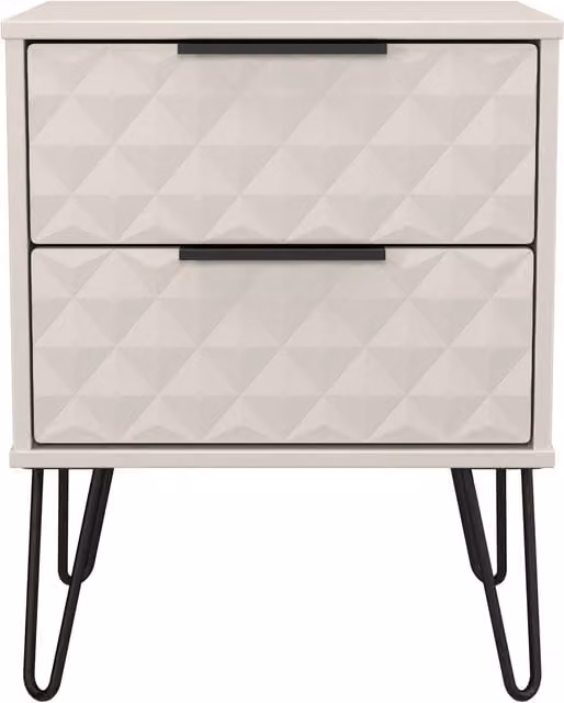 2 U Islay 2 Drawer Bedside Table in Taupe, Black and Beige with Metal Geometric Design – 1