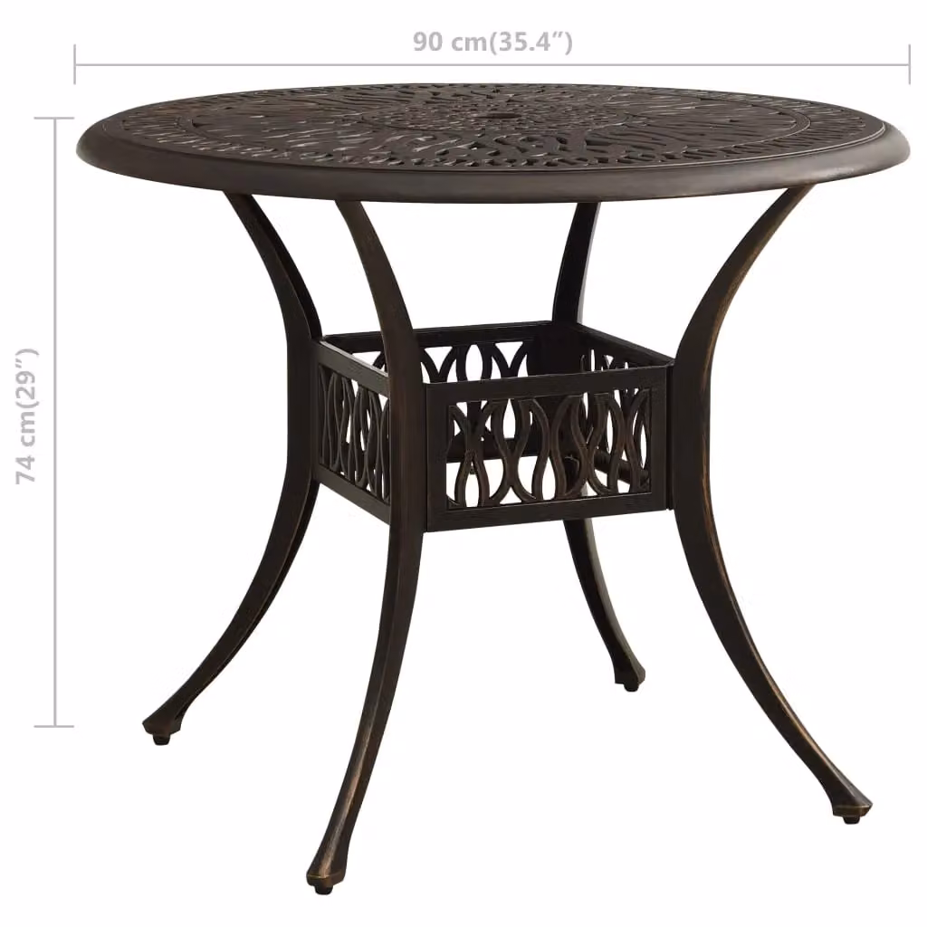 Berkfield Home Garden Table in Bronze Brown Cast Aluminium W/D/H: 90 x 90 x 74 cm – 5