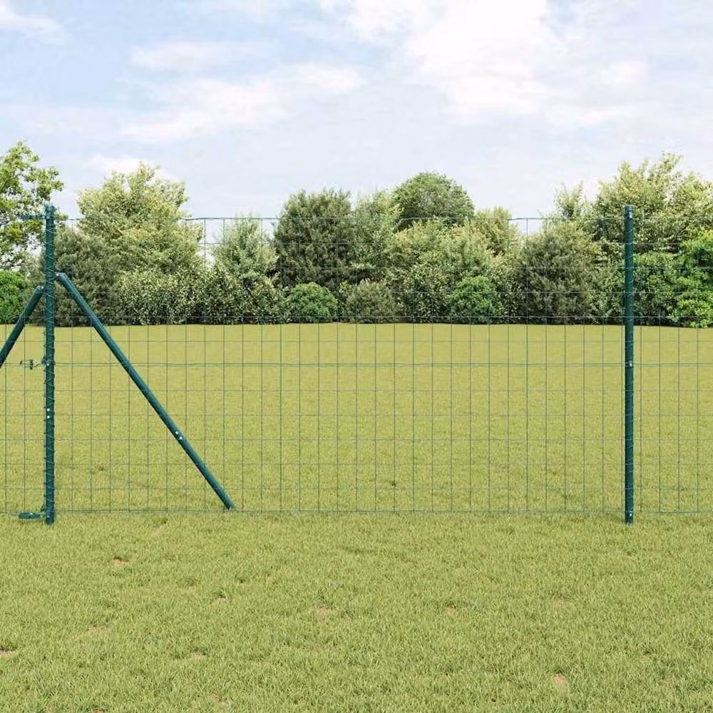 Berkfield Home Euro Fence Green PVC-Coated Steel Rectangular Fencing, W: 10 m, H: 1 m – 2