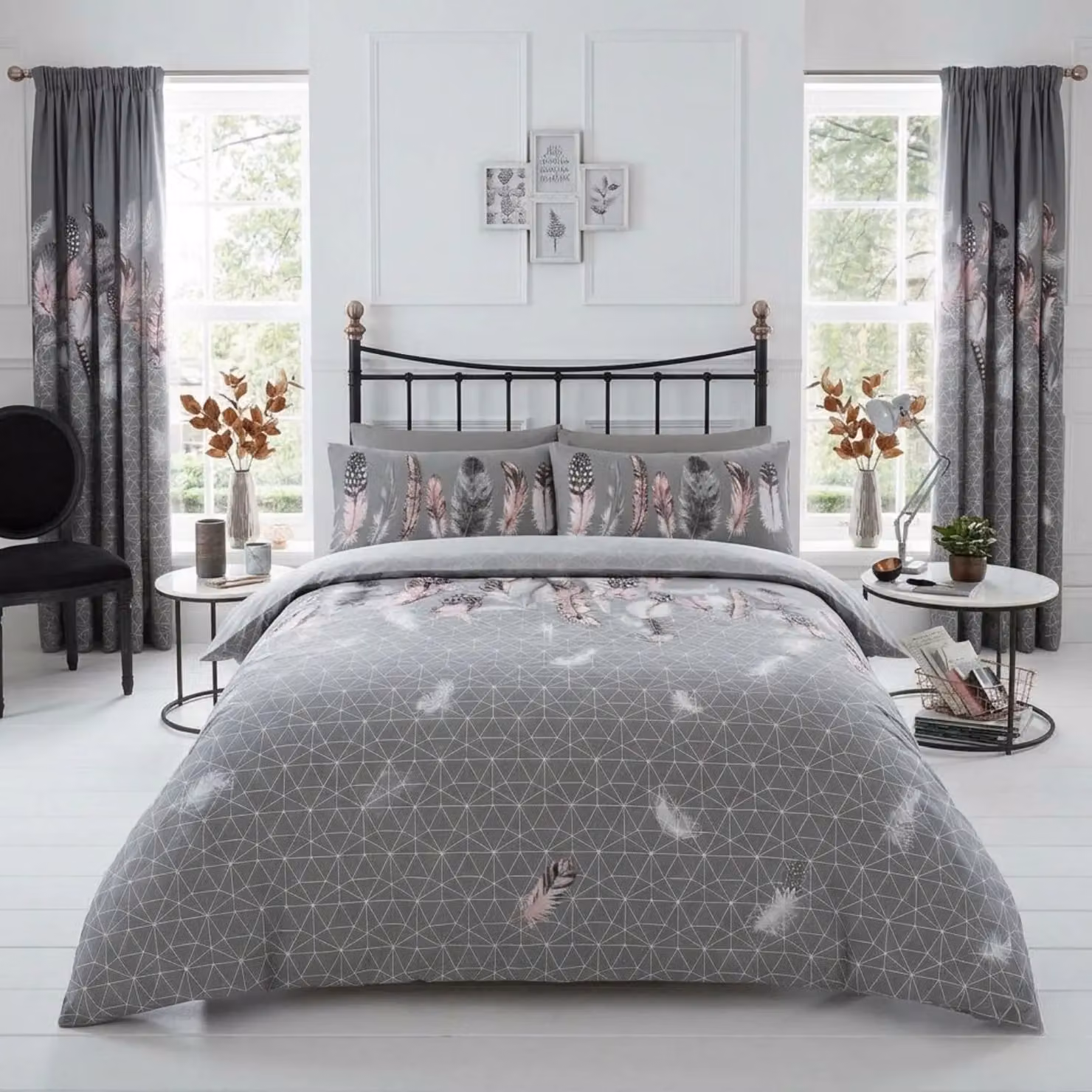 Smart Living Grey Dotted Polycotton Duvet Cover and Pillowcases Set, W/D/H: 135 x 200 cm and 50 x 75 cm – 2