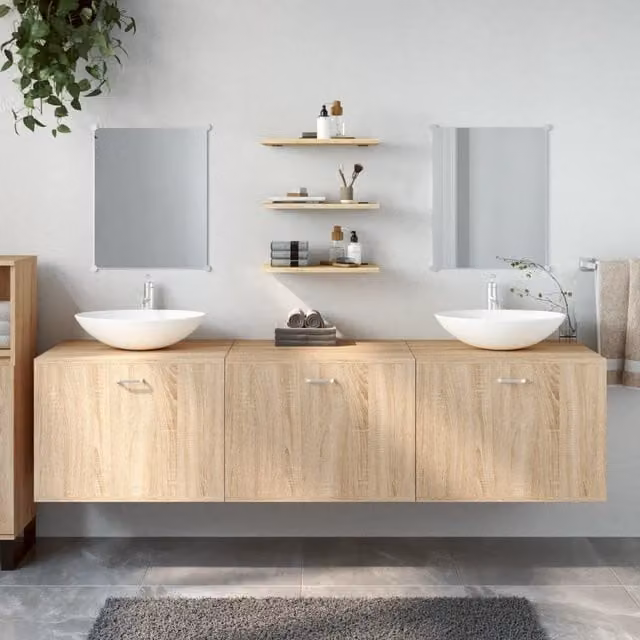 Berkfield Home 6 Piece Modern Bathroom Furniture Set in Brown Oak Engineered Wood
