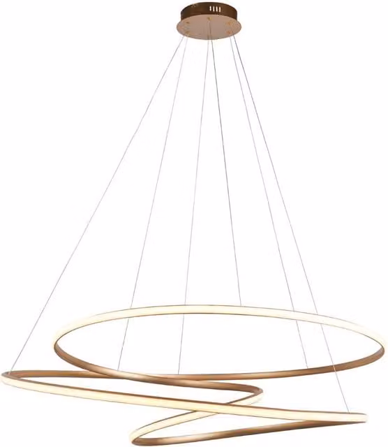 Loops XL Satin Gold and Matt White LED Ceiling Pendant Light with Warm White Dimmable Tape Light – 1