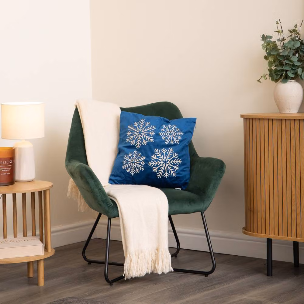 Samuel Alexander Sapphire Snowflake Soft Christmas Decorative Cushion, Blue, 45 x 45 cm – 2