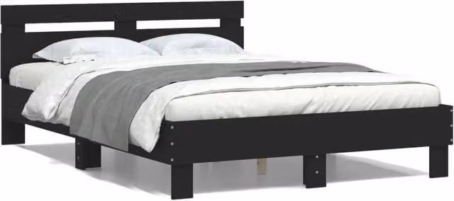 Berkfield Home Small Double Bed Frame in Black, W/D/H: 120 x 200 cm