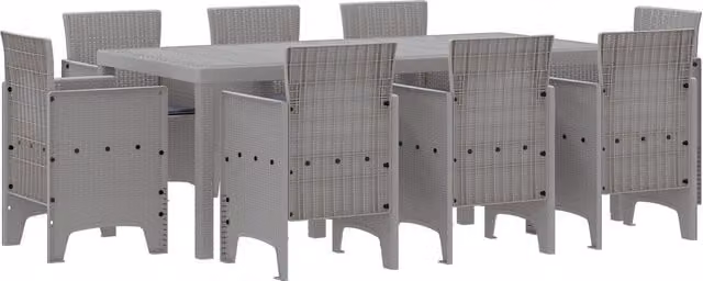 Berkfield Home 9 Piece Poly Rattan Garden Dining Set with Cushions in Grey