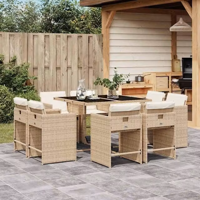 Berkfield Home Garden Dining Set in Beige, Black and White – 1
