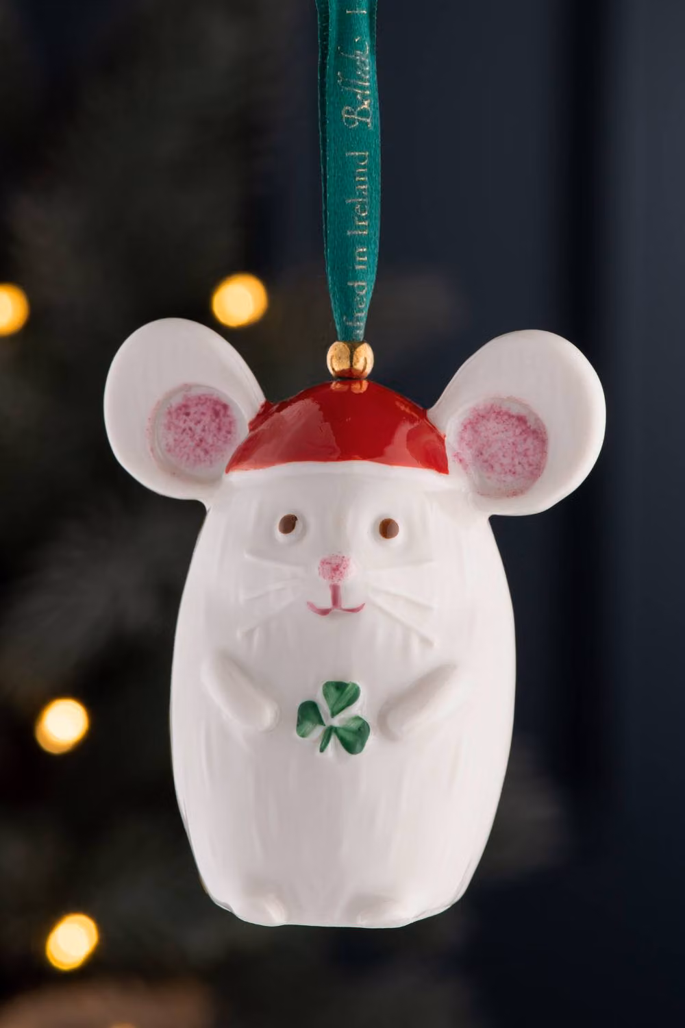 Belleek Classic Not a Creature Stirring Porcelain Animal Ornament in White – 2