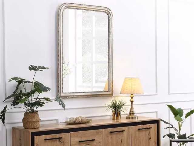 Vente-unique Vintage-Style Paulownia Wood Frame Mirror in Silver, W: 80 cm, H: 110 cm
