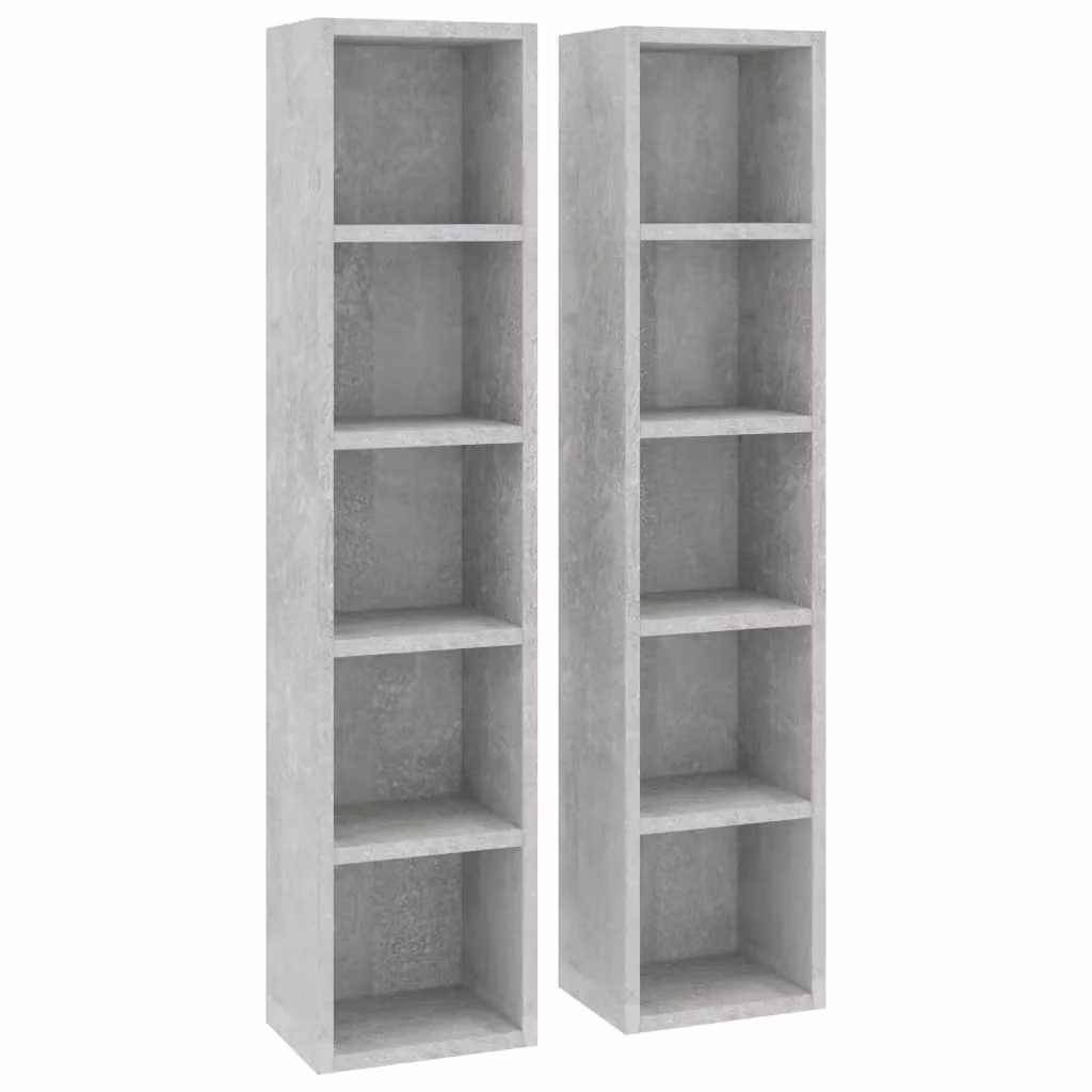 Berkfield Home Set of 2 Modern CD Cabinets in Concrete Grey, W/D/H: 21 x 16 x 93.5 cm – 2