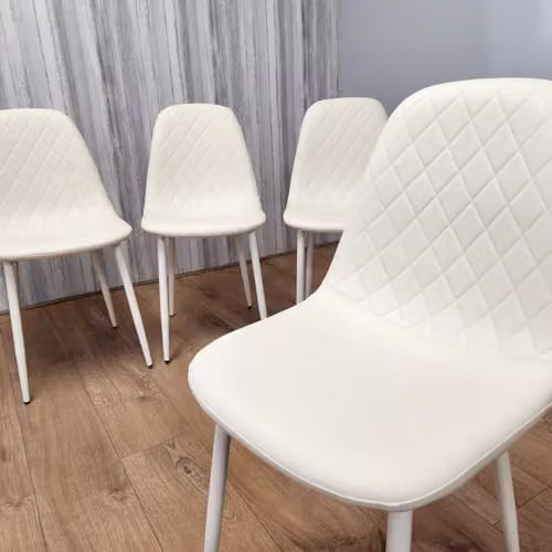 Kosy Koala Set of 4 Cream Faux Leather Armless Dining Chairs in a Classic Style – 2