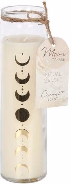 KDMD Moon Phase Coconut Tube Candle in Cream and White with Fruity Scent