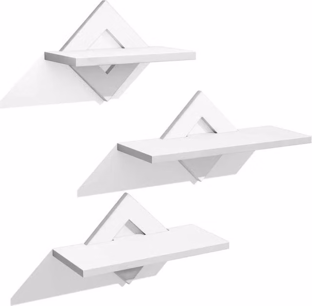Nordara White Rhombic Geometric Floating Wall Shelves Set, W/D/H: 24 x 24 x 27 cm – 1