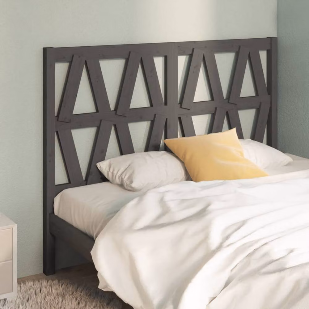 Berkfield Home Beautiful Bed Headboard in Grey Solid Pine Wood, W/D/H: 126 x 4 x 100 cm – 2