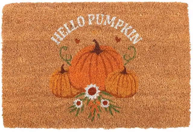 Something Different Autumn Days Hello Pumpkin Coir Door Mat, Multicolour, W: 60 cm, D: 40 cm