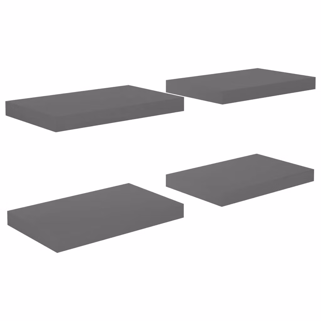 Berkfield Home Set of 4 Floating Wall Shelves in High Gloss Grey, W/D/H: 40 x 23 x 4 cm – 2