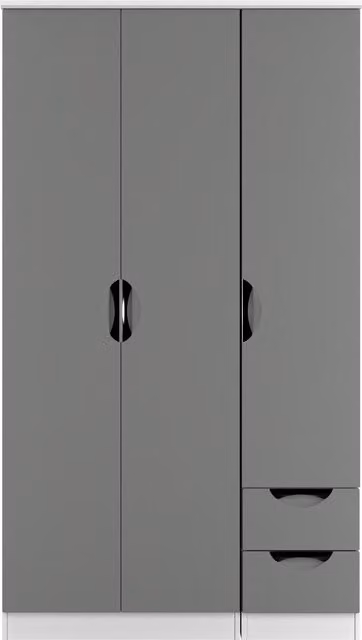 2 U Holborn Ready Assembled Tall Triple Wardrobe with Drawer in Dark Grey – 1