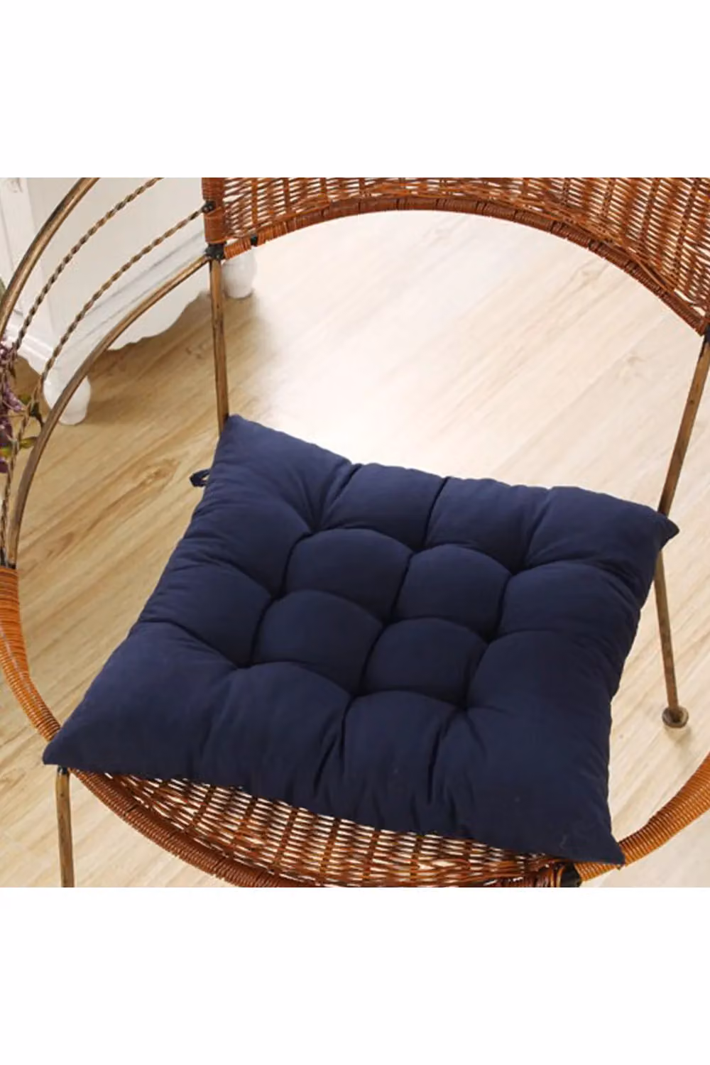 Living and Home 4-Piece Soft Thicken Polyester Tatami Seat Cushion Set in Dark Blue – 3