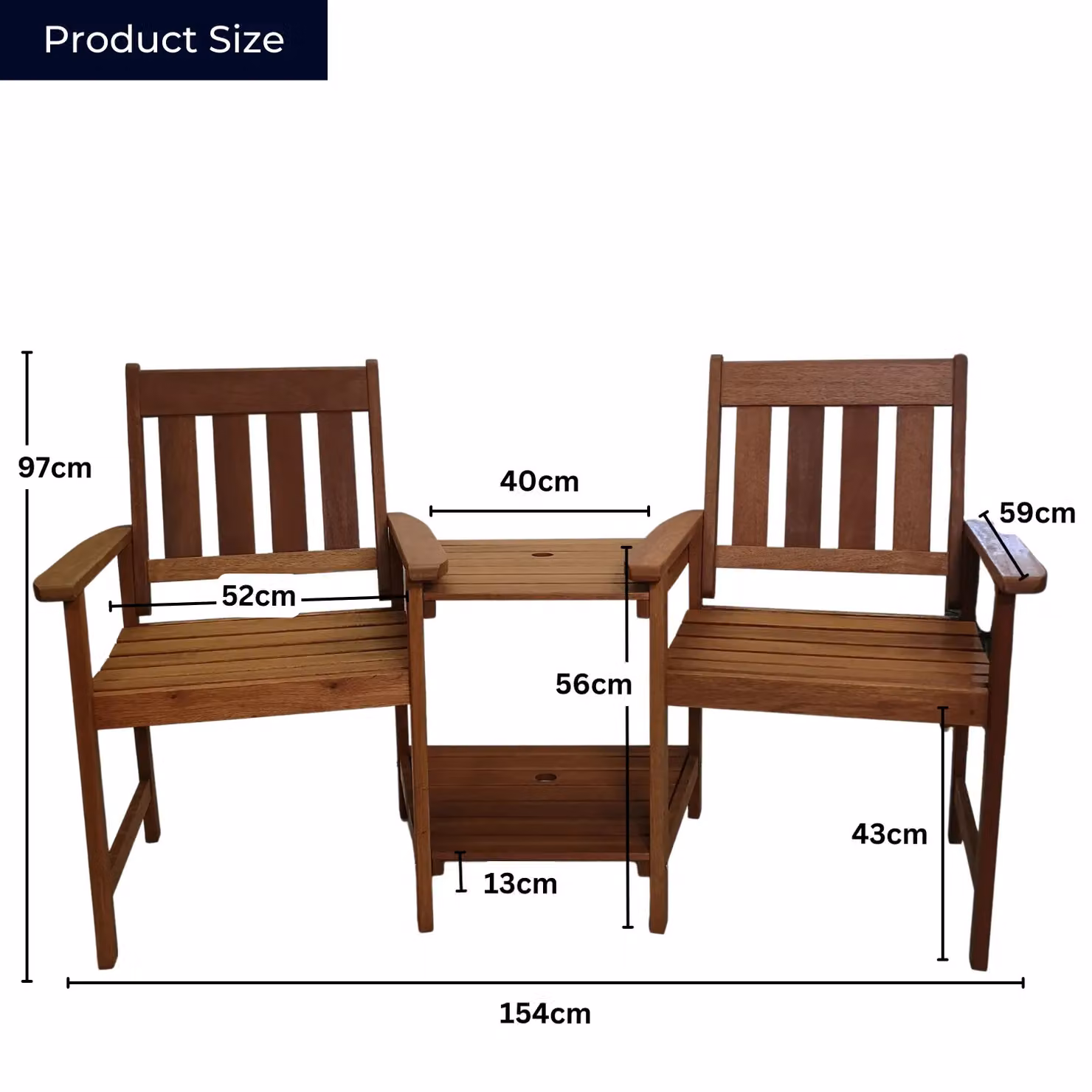 Samuel Alexander Rydal 2 Seater Wooden Garden Patio Love Seat and Table Set in Brown – 4
