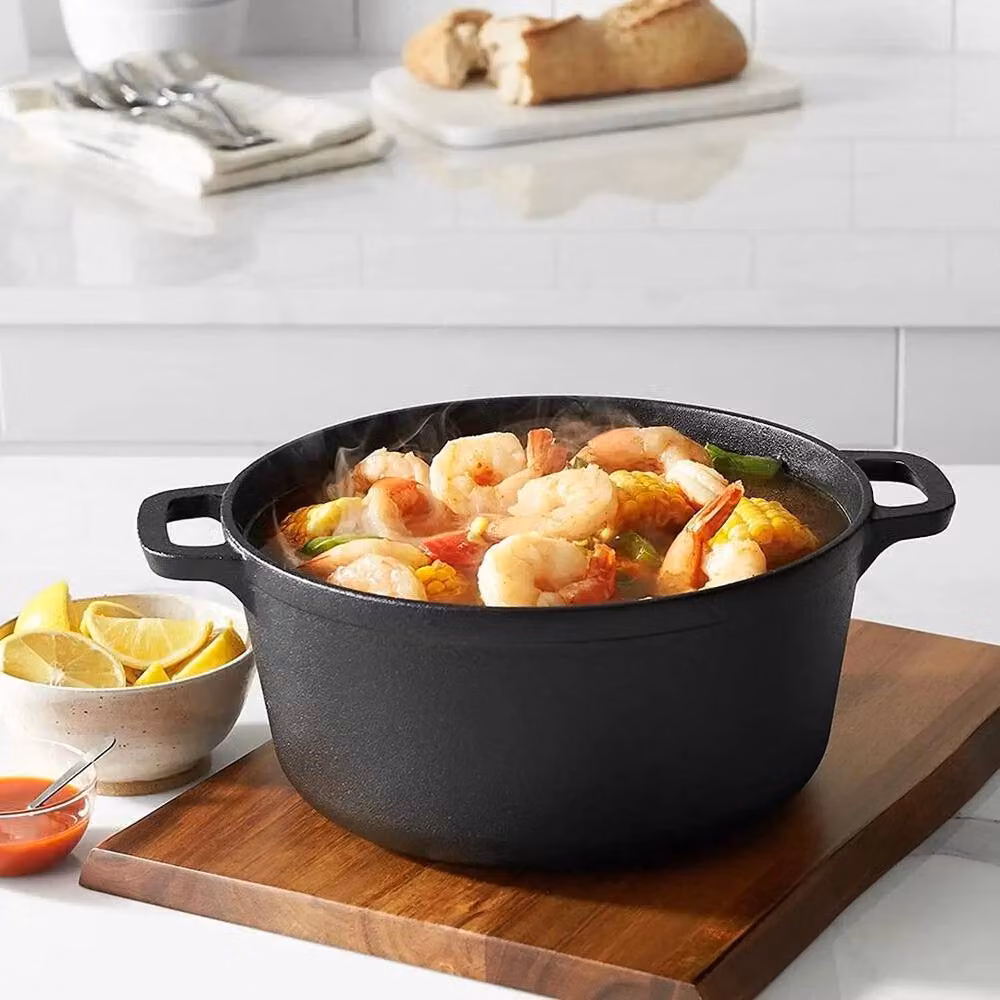 PAWNORA Black Uncoated Cast Iron Casserole Dish, W: 24 cm, H: 11 cm – 4