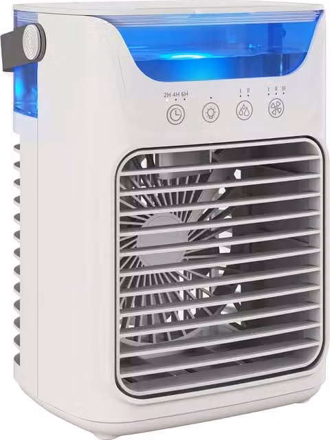HOMCOM White 3-Speed Table Fan with Adjustable Head and Light
