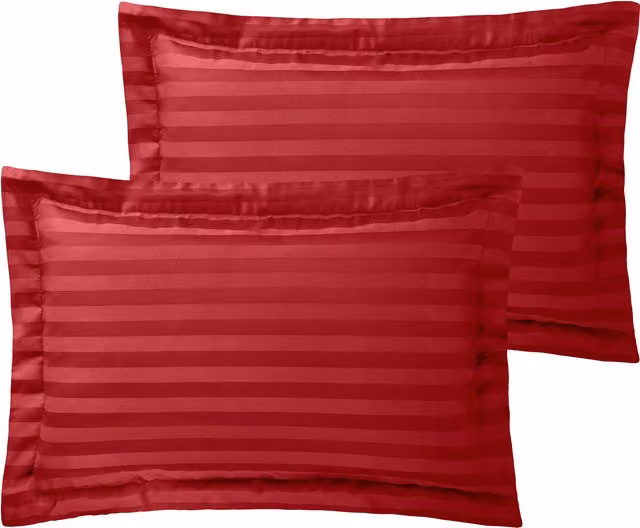 Roseley 250TC Mako Satin Striped Cotton Duvet Cover and Pillowcase Set in Red