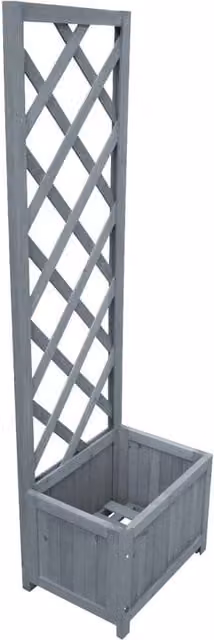 Berkfield Home Trellis Planter in Grey Solid Firwood, W/D/H: 40 x 30 x 135 cm – 1