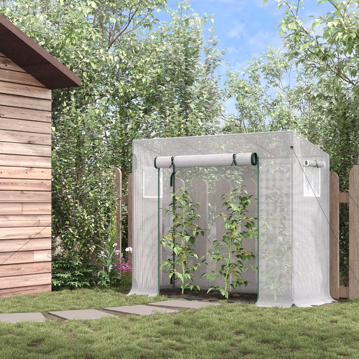 Outsunny White Walk-in Garden Greenhouse with Steel Frame and Windows, W/D/H: 200 x 76 x 168 cm – 2