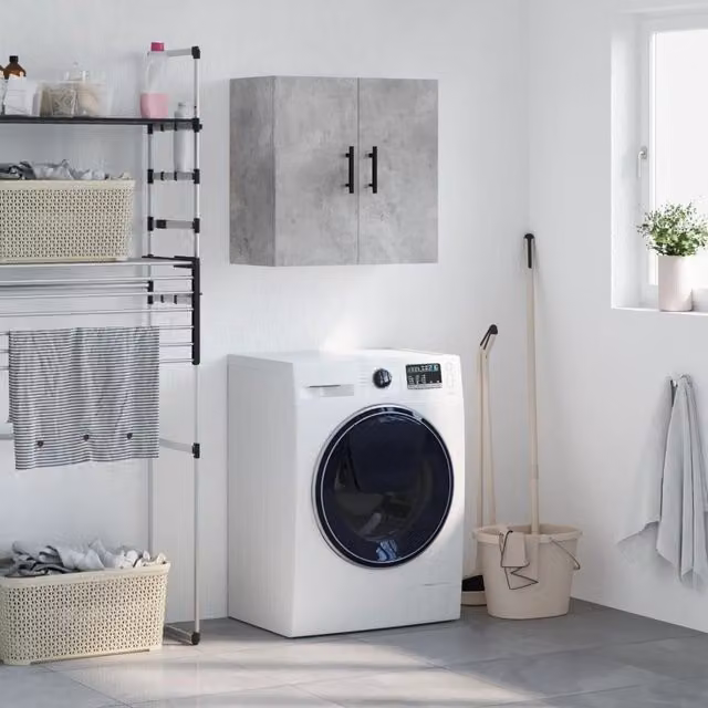 Berkfield Home Wall Cabinet in Concrete Grey, W/D/H: 60 x 31 x 60 cm