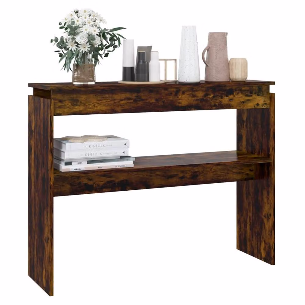 Berkfield Home Decorative Console Table in Smoked Oak Brown, W/D/H: 102 x 30 x 80 cm – 4
